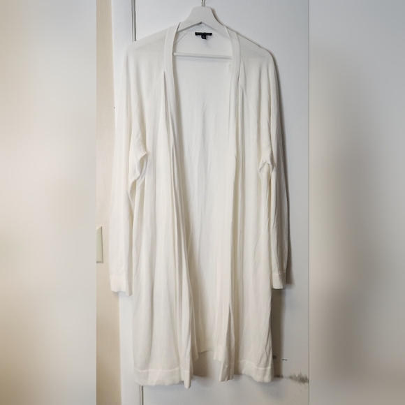 Eileen Fisher Simple Open Front Long Sleeves Cardigan In Ivory White Size XL - Picture 12 of 15